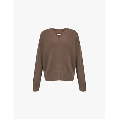 Reformation Womens Dachshund Jadey V-neck Recycled Cashmere-blend Jumper In Dachshund