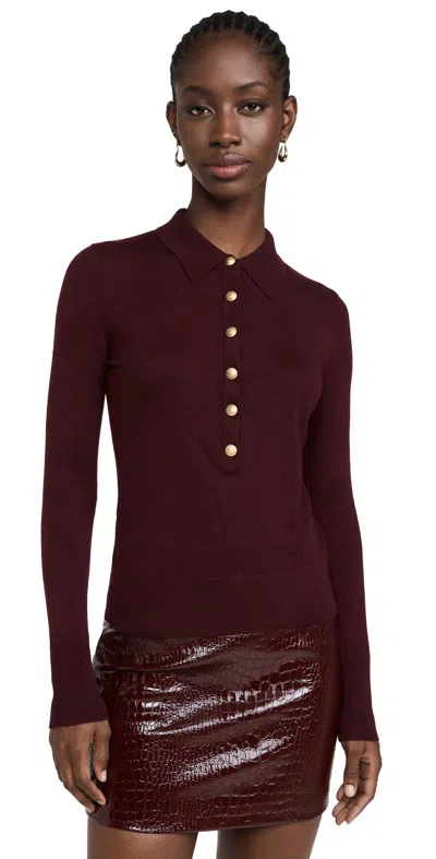 L Agence Sterling Collared Sweater Dark Syrah/gold In Dark Syrah/gold
