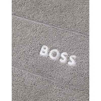 Hugo Boss Concrete Plain Logo-embroidered Egyptian Cotton Bath Mat 50cm X 70cm In Concrete
