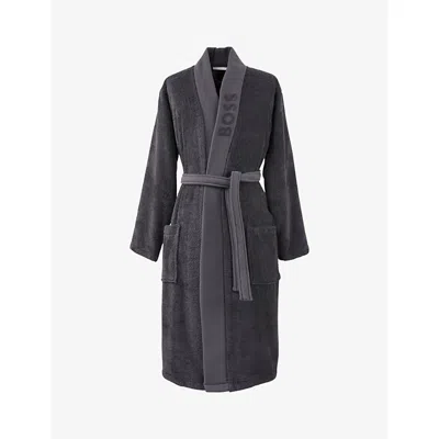 HUGO BOSS LOGO-EMBROIDERED KIMONO TERRY COTTON DRESSING GOWN 