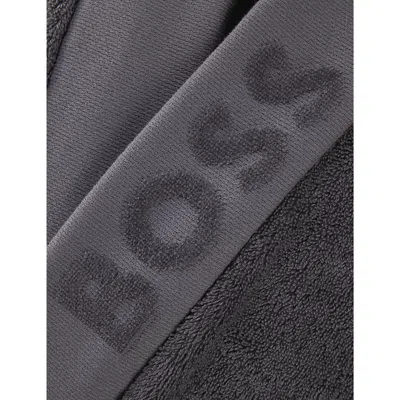Hugo Boss Womens Graphite Logo-embroidered Kimono Terry Cotton Dressing Gown In Graphite
