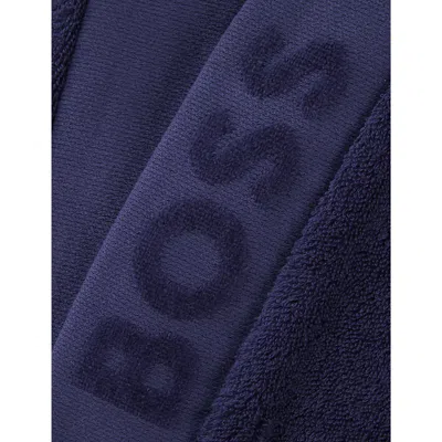 HUGO BOSS MENS NAVY LOGO-EMBROIDERED KIMONO TERRY COTTON DRESSING GOWN XL 