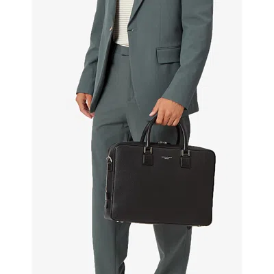 Aspinal Of London Mens Mount Street Logo-embellished Leather Laptop Bag