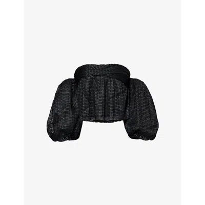 Camilla And Marc Womens Black Ellipse Detachable-sleeve Woven Bodice Top In Black