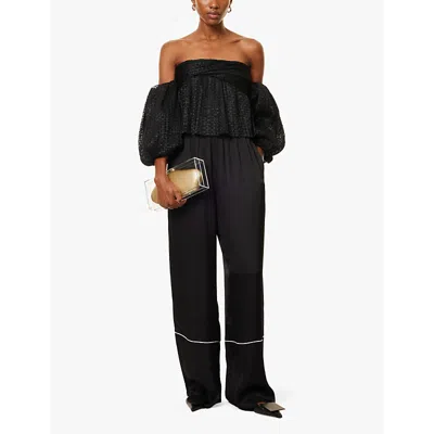 Camilla And Marc Womens Black Ellipse Detachable-sleeve Woven Bodice Top In Black