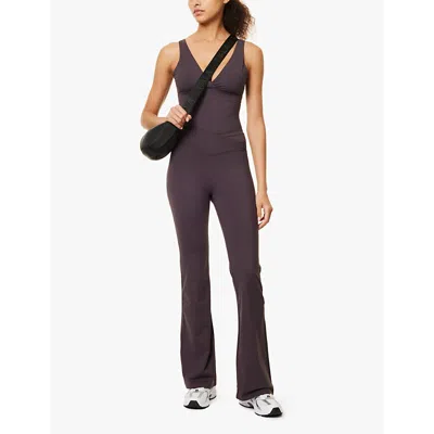 We Are Tala Omens Cool Espresso Dayflex Slim-fit Flared-leg Stretch Recycled-nylon Leggings In Cool Espresso