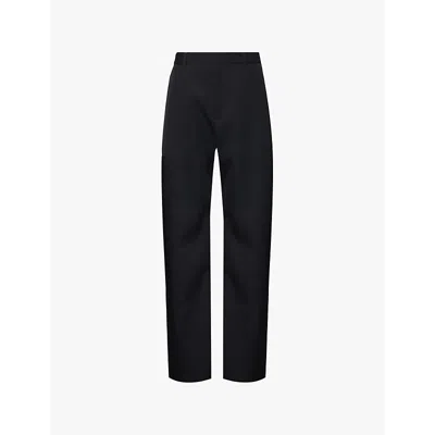 Bottega Veneta Womens Black Sartoria Two-slip-pockets Straight-leg High-rise Wool Trousers In Black