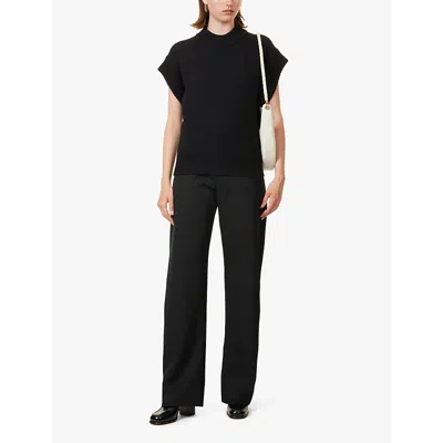 Bottega Veneta Womens Black Sartoria Two-slip-pockets Straight-leg High-rise Wool Trousers In Black