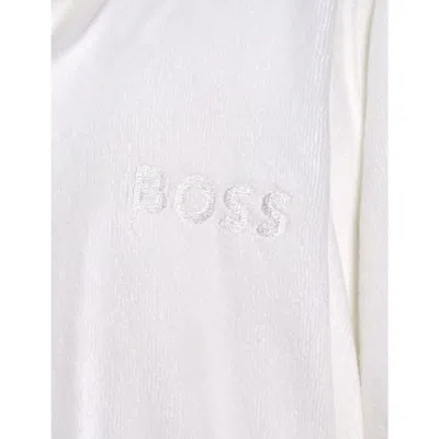 Hugo Boss Womens Ice Logo-embroidered Cotton-terry Kimono Dressing Gown In Ice