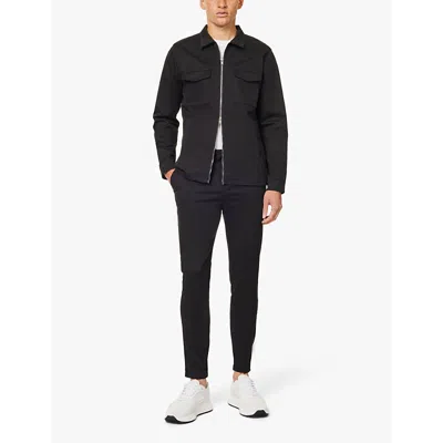 Shop Arne Mens Spread-collar Flap-pocket Stretch-cotton Jacket Black