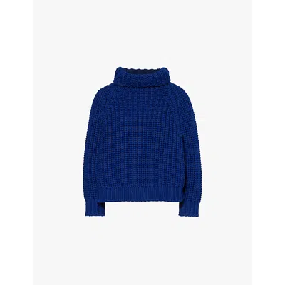 Shop Givenchy Womens Saphir Blue Roll-neck Cropped Wool Jumper