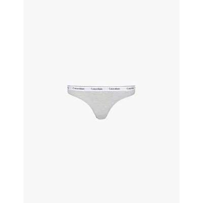 Calvin Klein Modern Cotton Thong In Grey Heather
