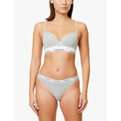 Calvin Klein Modern Cotton Thong In Grey Heather