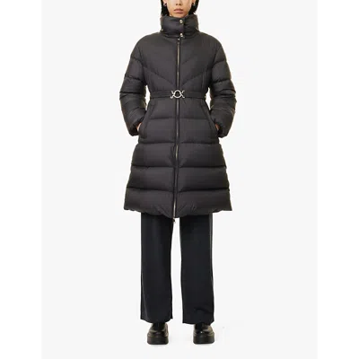 Moncler Womens Black Brou Long Brand-patch Regular-fit Shell Coat In Black