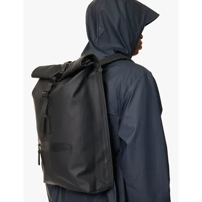 Rains Mens Black Roll-top Shell Backpack In Black