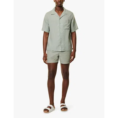 Onia Mens Sage Air Convertible Short-sleeve Linen-blend Shirt In Sage