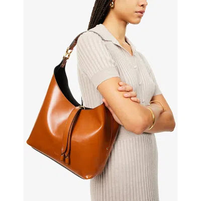 Chloé Womens Chloe Marcie Small Logo-debossed Leather Shoulder Bag In Clay Brown