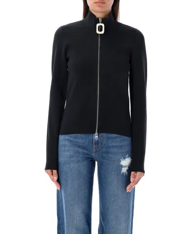 Jw Anderson J. W. Anderson Fitted Cardigan With Zipper In Black