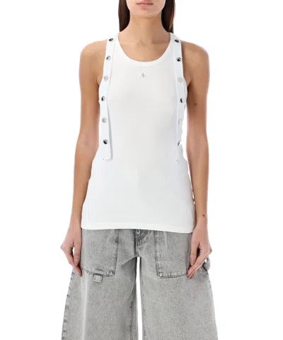 Attico Strap Detail Ribbed Tank Top In White