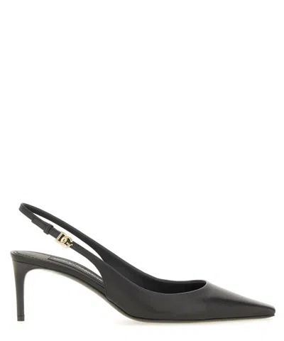 Dolce & Gabbana Women Black Goatskin Lollo Slingback In Multi
