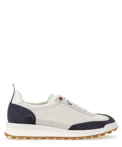 Thom Browne Tech Runner In Fine Kid Suede In Grey