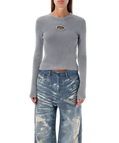 Diesel Woman Sweater Grey Size M Cotton In Grey