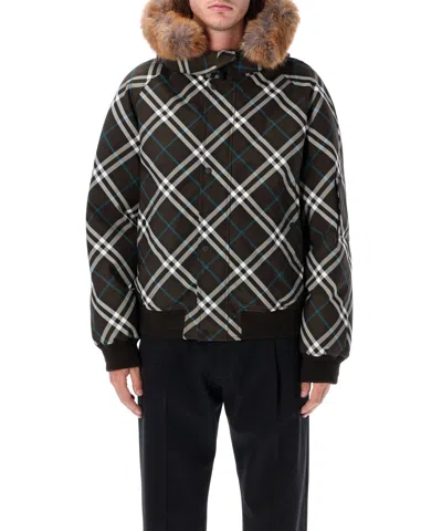 Burberry Check Jacket In Brown