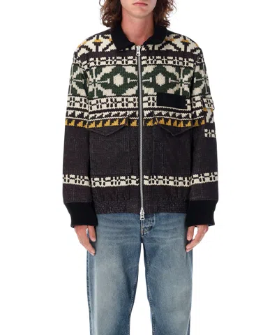 Sacai Pattern Long-sleeved Jacket In Black