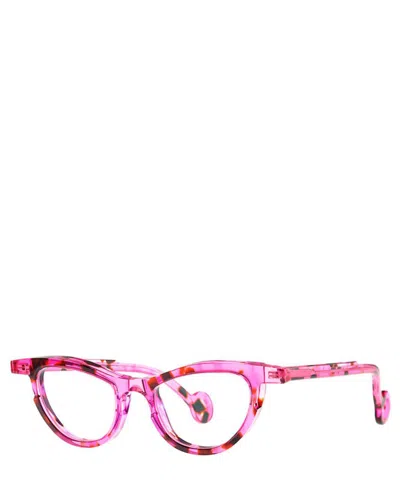 Theo Eyeglasses Pablo 014 Transparent Shocking Pink+purple Ecail In Crl
