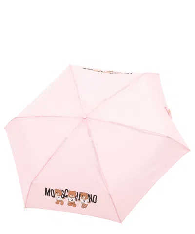 Shop Moschino Supermini Bears With Logo Umbrella In Pink