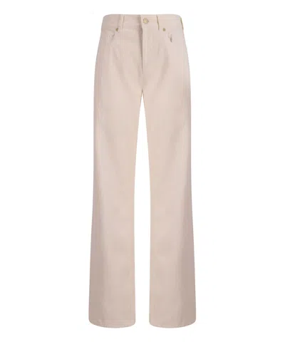 7 For All Mankind Corduroy Cotton Pants Regular Fit In White