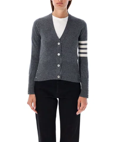 Thom Browne 4-bar Classic V-neck Cardigan In Grey