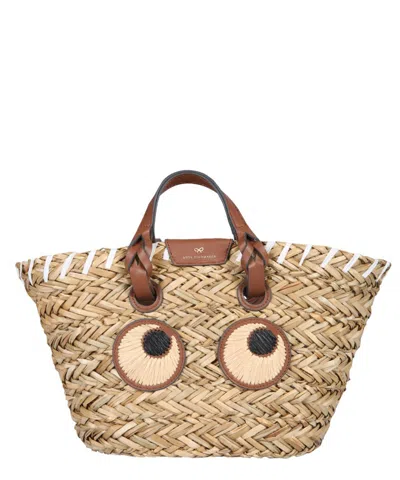 Anya Hindmarch Small Paper Eyes Basket Tote Bag In Beige