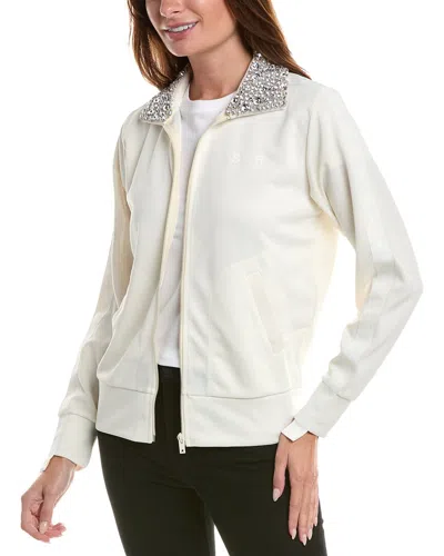 Golden Goose Denise Star Zip-front Crystal Collared Jacket In White