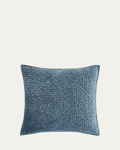 Pine Cone Hill Parisienne Velvet Slate Quilted Euro Sham In Slate