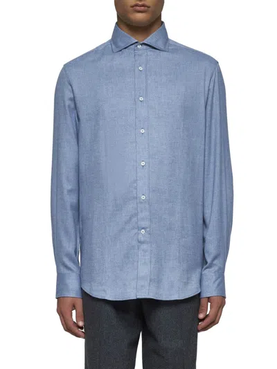 Shop Brunello Cucinelli Shirts In Clear Blue