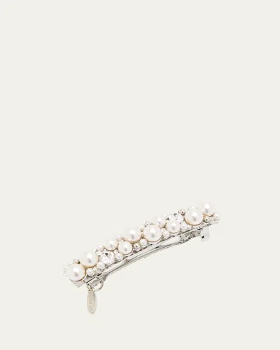 Natasha Accessories Limited Pearlescent & Crystal Barrette In Silver