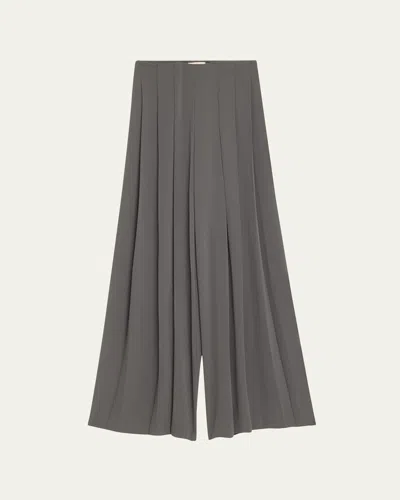 L Agence Nova Mid-rise Wide-leg Pleated Pants In Dark Shadow