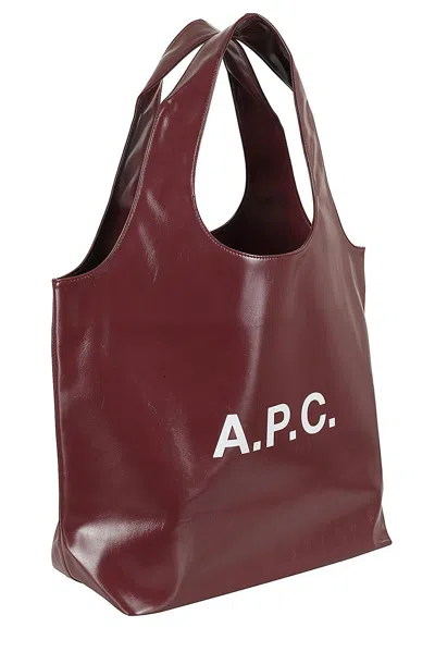 Shop Apc Ninon Top Handle Bag In Gac Burgundy