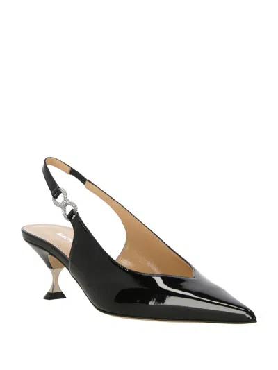 Mach&mach Black Leather Crystal Bow Pumps In Black