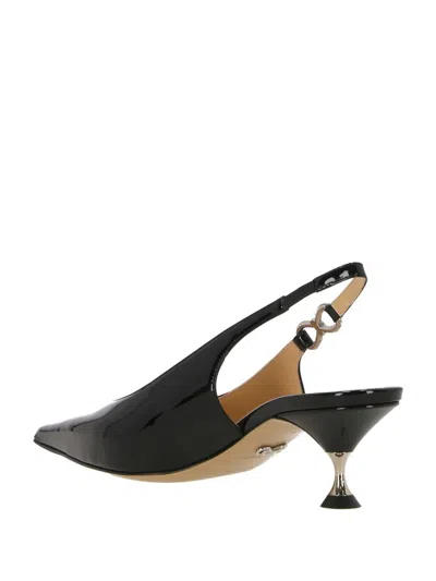 Mach&mach Black Leather Crystal Bow Pumps In Black