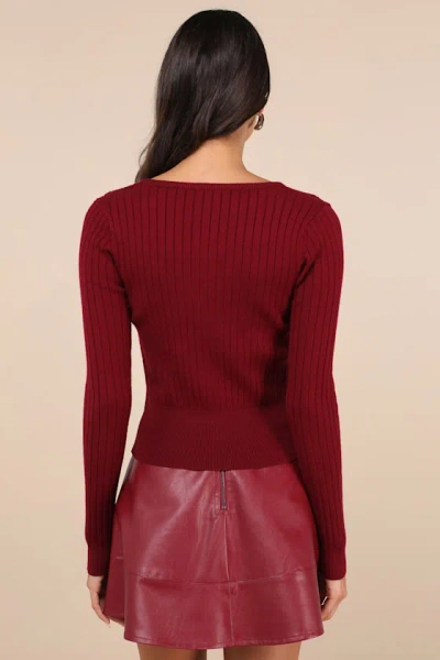 Lulus Perfect Classic Burgundy Cable Knit Cardigan Sweater In Burgundy