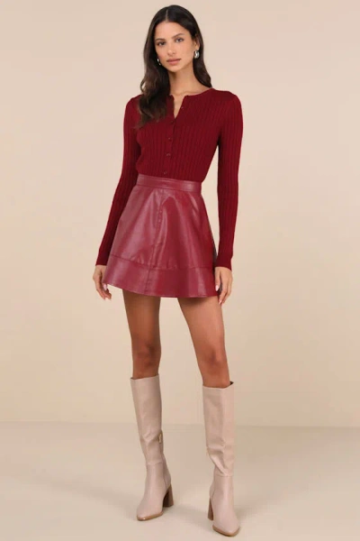 Lulus Perfect Classic Burgundy Cable Knit Cardigan Sweater In Burgundy