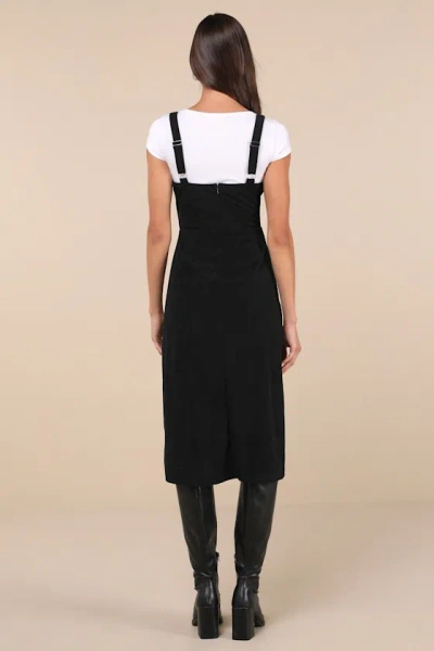Lulus Certainly The Sweetest Black Corduroy Button-front Midi Dress In Black