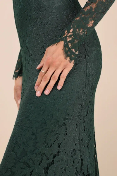 Lulus Romance Dreamer Green Lace Off-the-shoulder Maxi Dress In Green
