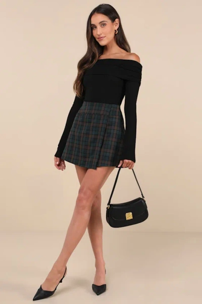 Lulus Coveted Favorite Black Textured Off-the-shoulder Top In Black