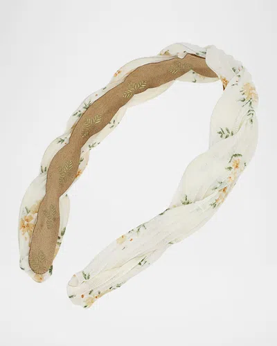 L. Erickson Usa Macie Twisted Flower-print Headband In Yellow