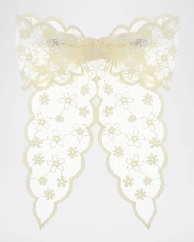 L. Erickson Usa Wallflower Bow Barrette In Cream