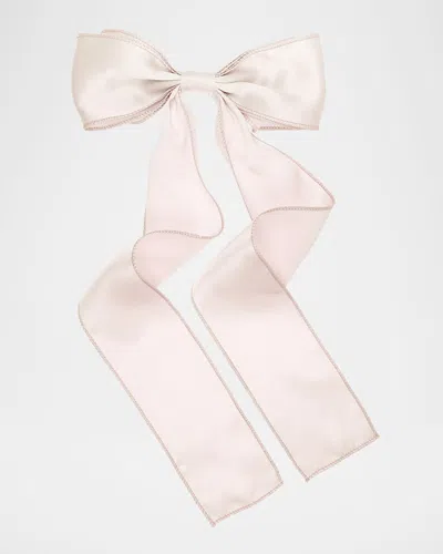 L. Erickson Usa Long Satin Bow Barrette In Rose Quartz
