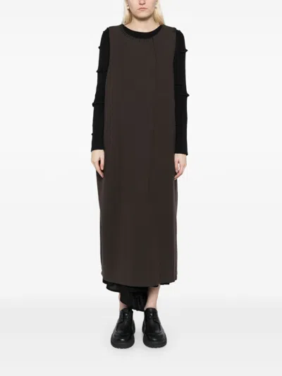 Y's Tonal-stitched Dress In Braun